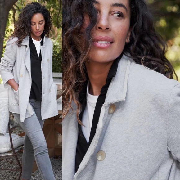 Frank & Eileen Belfast Gray Melange Triple Fleece Sweatshirt Peacoat Sz S - Picture 2 of 15